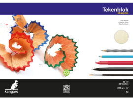 tekenblok Kangaro A3 200 gram 20 vel chamois (roomwit)