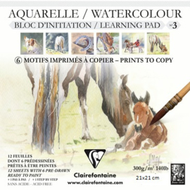 Clairefontaine Aquarelblok voor bedrukt 21x21cm paarden