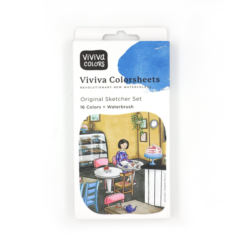 Viviva Colorsheets Aquarel - Original sketcher  16 color set met waterbrush