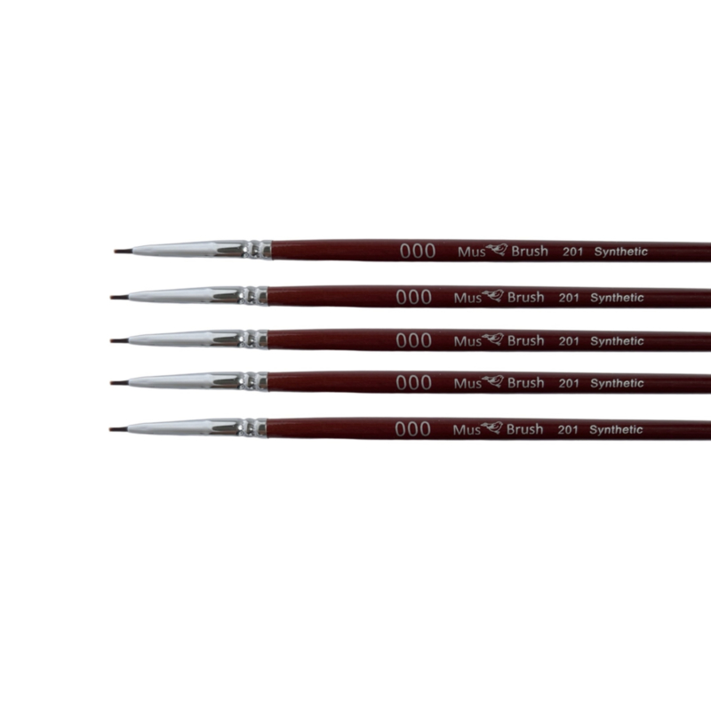 Mus-brush serie 201 Set 5x No. 000 plat penseel synthetisch