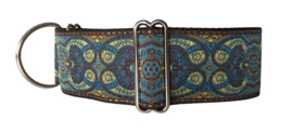 Halfslip Martingales  - blauw-geel motief op bruin