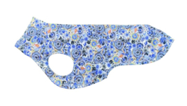 Zomerjumper fantasiebloemen fuchsia met turquoise