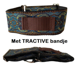 Halfslip Martingales  - blauw-geel motief op bruin