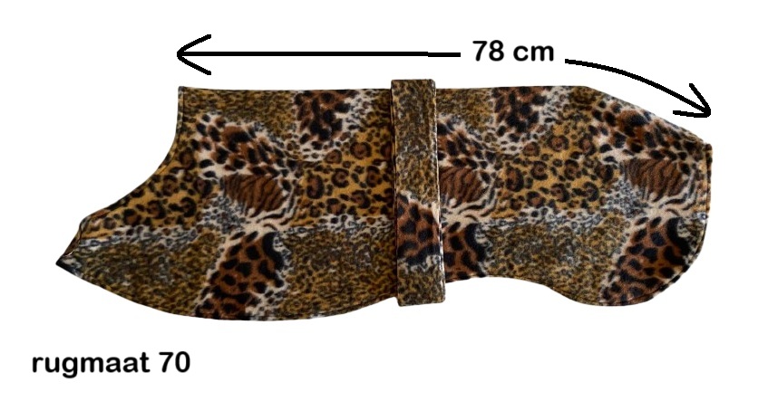 Fleece pyama/jasje - DIERENPRINT rugmaat 70 cm