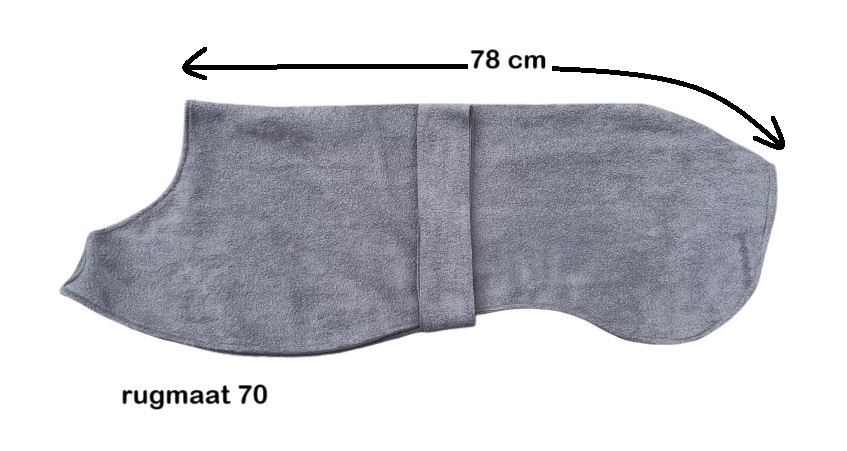 Fleece pyama/jasje - GRIJS rugmaat 70 cm