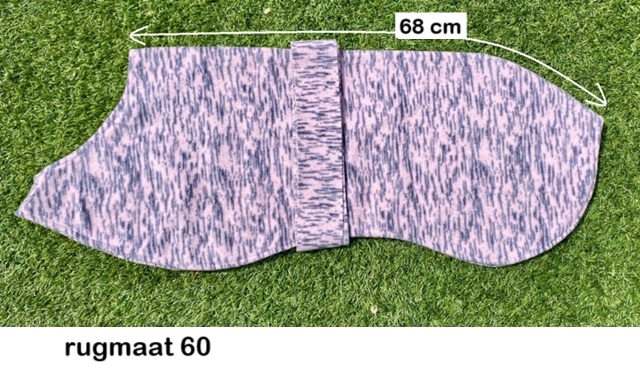 Fleece pyama/jasje - ROZE-GRIJS rugmaat 60 cm