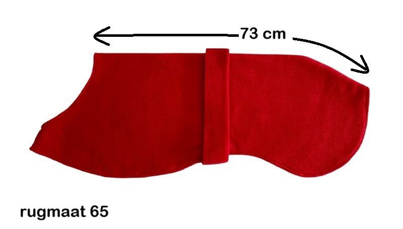 Fleece pyama/jasje - ROOD rugmaat 65 cm