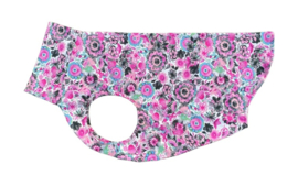 Katoenen shirtje fantasiebloemen FUCHSIA-TURQUOISE