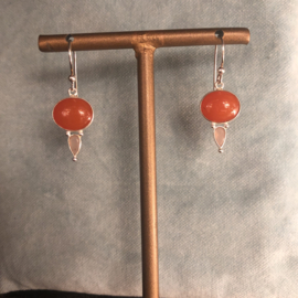Oorbellen Zilver Carneool & Rozenkwarts