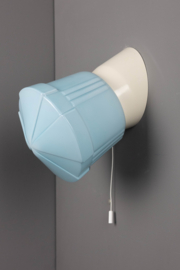 Wandlamp Bakeliet Deco Blauw met trekkoord