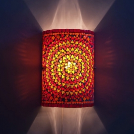 Wandlamp mozaiek cilinder Rood-Oranje