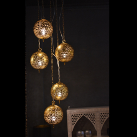 Hanglamp filigrain 5-bol zwart - goud