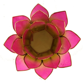 Lotus waxinehouder roze-groen goudrand