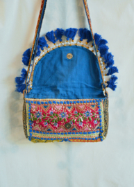 Boho Tasje - Blauw-geel met olifant