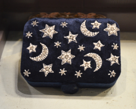 Bijouxdoos Maan en sterren Fluweel - nachtblauw