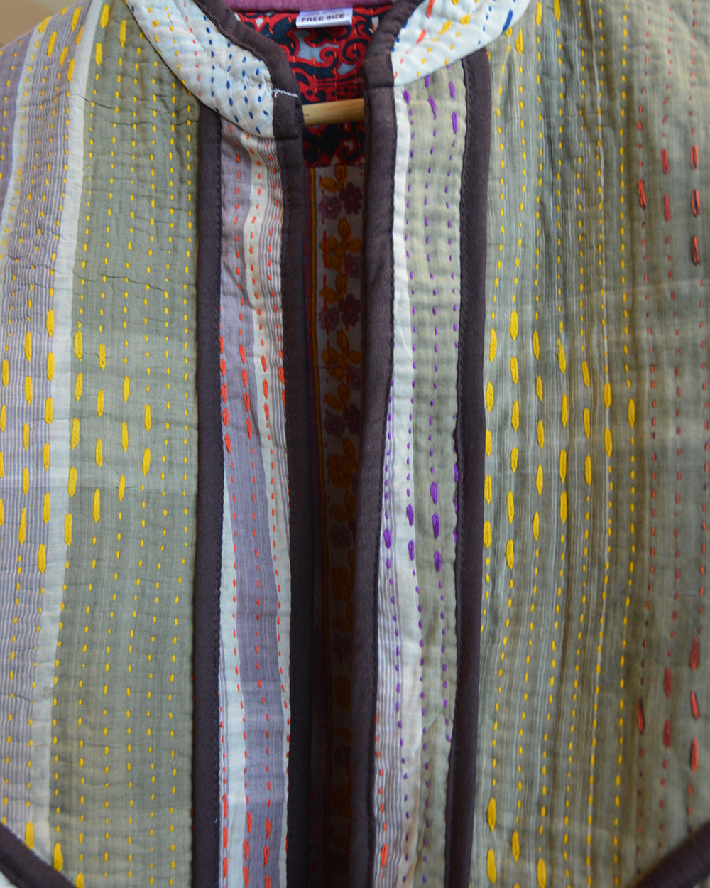 Vintage Kantha jasje zachtgroen