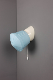 Wandlamp Bakeliet Deco Blauw met trekkoord