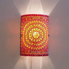 Wandlamp mozaiek cilinder Rood-Oranje