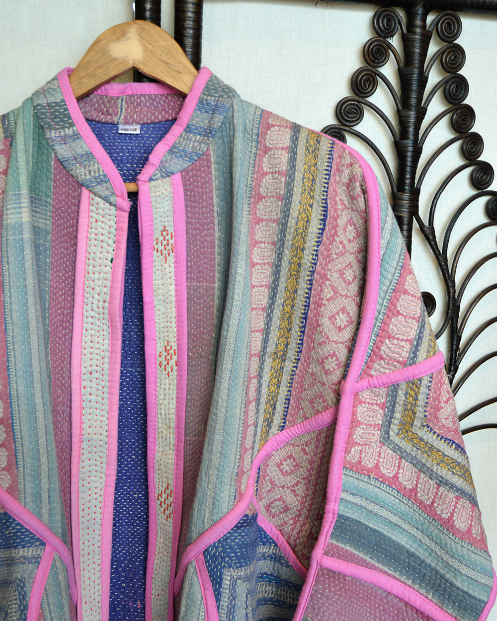 Vintage Kantha jasje lichtroze