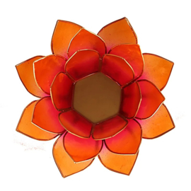 Lotus waxinehouder oranje-roze