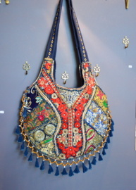 Boho Tas L - Blauw-rood