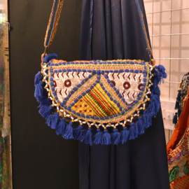 Boho Tasje - Blauw-geel met olifant