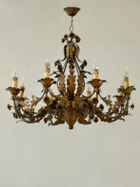 Vintage kroonluchter 8-arms met roosjes