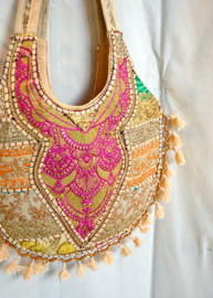 Boho Tas L - Beige roze oranje