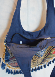 Boho Tas L - Blauw Goud