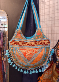 Boho Tas L - Blauw-oranje