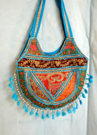 Boho Tas L - Blauw-oranje