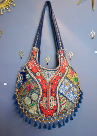 Boho Tas L - Blauw-rood