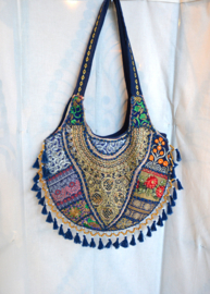 Boho Tas L - Blauw Goud