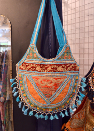 Boho Tas L - Blauw-oranje