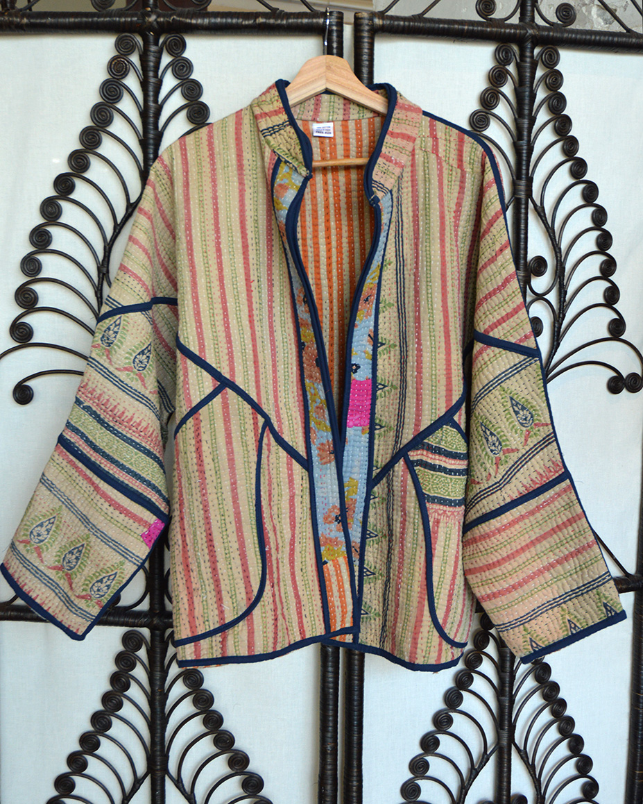Vintage Kantha jasje striped