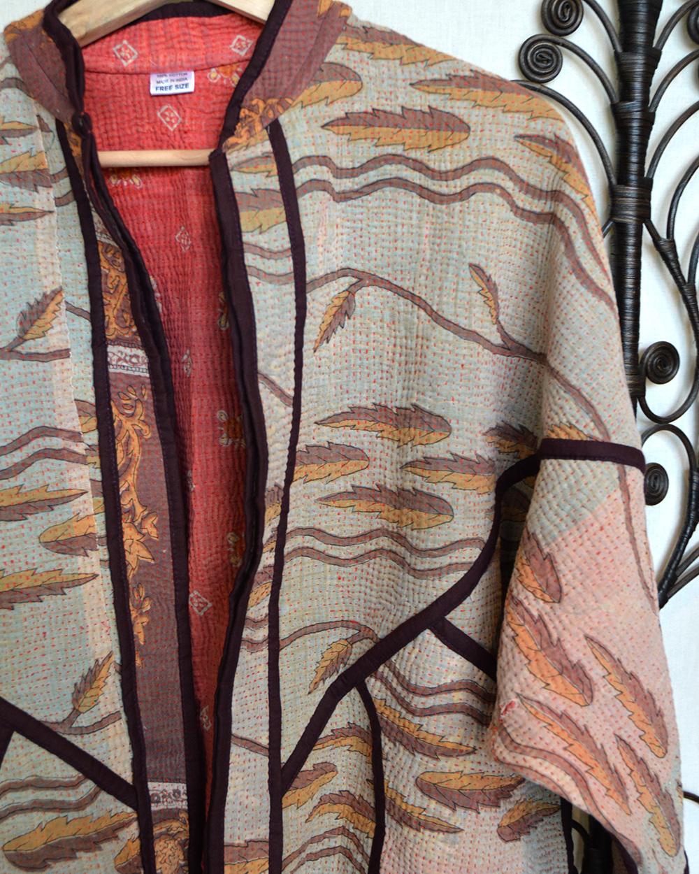 Vintage Kantha jasje leaves