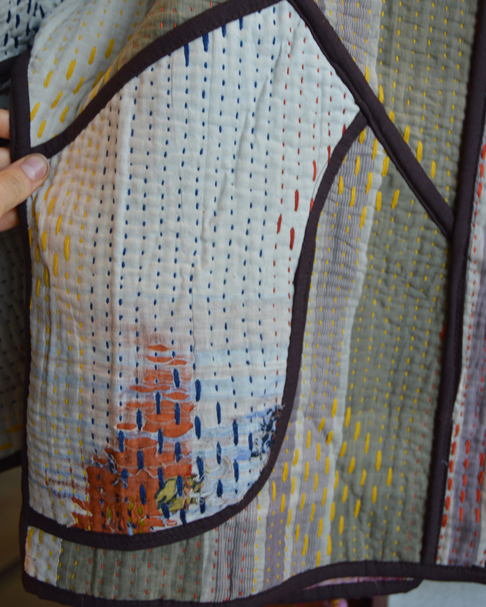 Vintage Kantha jasje zachtgroen