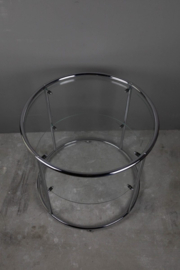 Bijzettafel chroom met 2 glasplaten