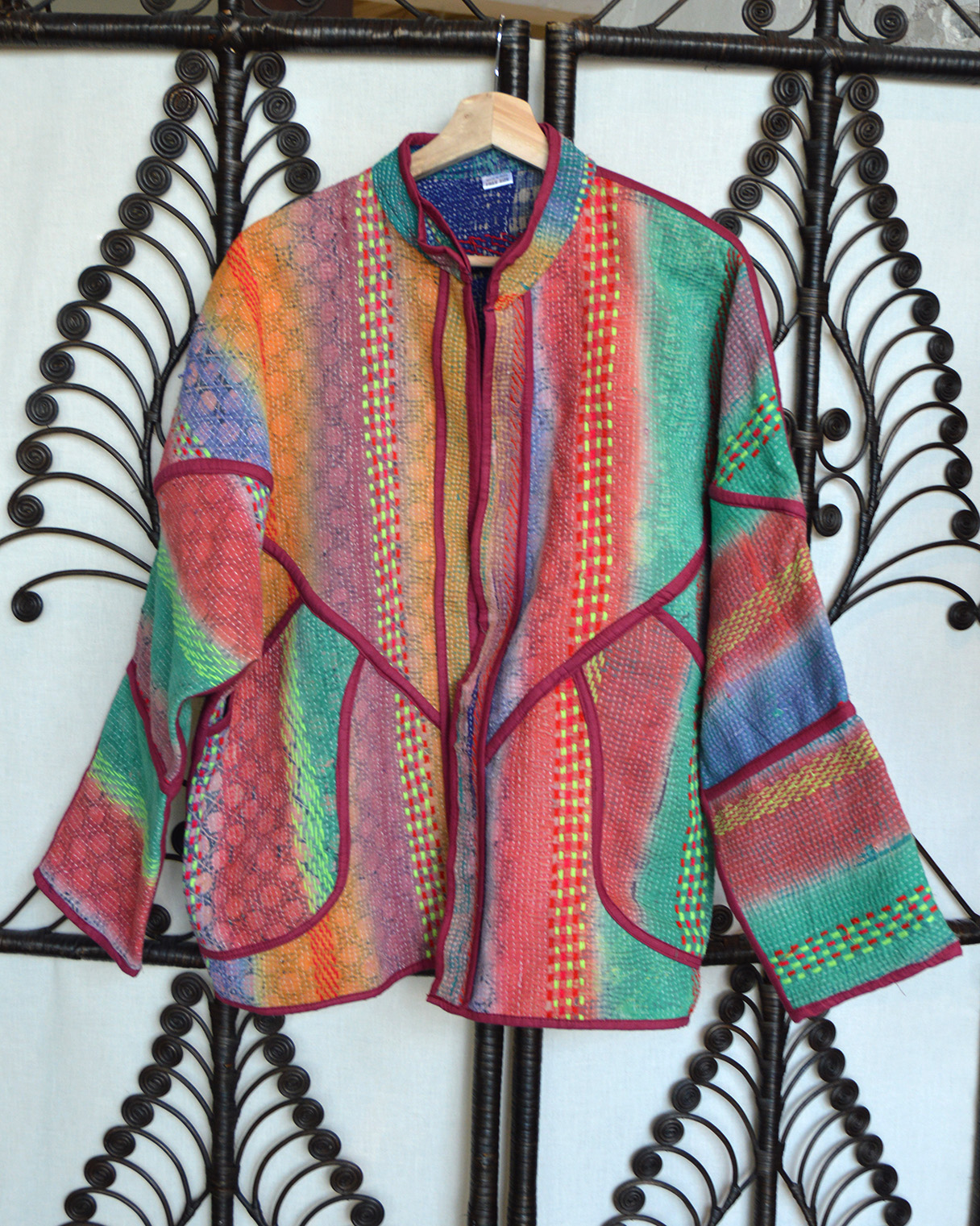 Vintage Kantha jasje rainbow