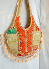 Boho Tas L - Beige roze oranje