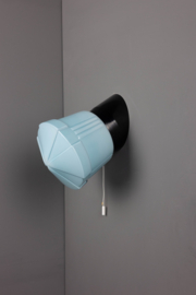 Wandlamp Bakeliet Deco Blauw met trekkoord