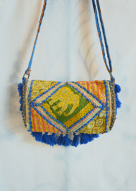 Boho Tasje - Blauw-geel met olifant