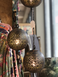 Hanglamp filigrain 5-bol zwart - goud