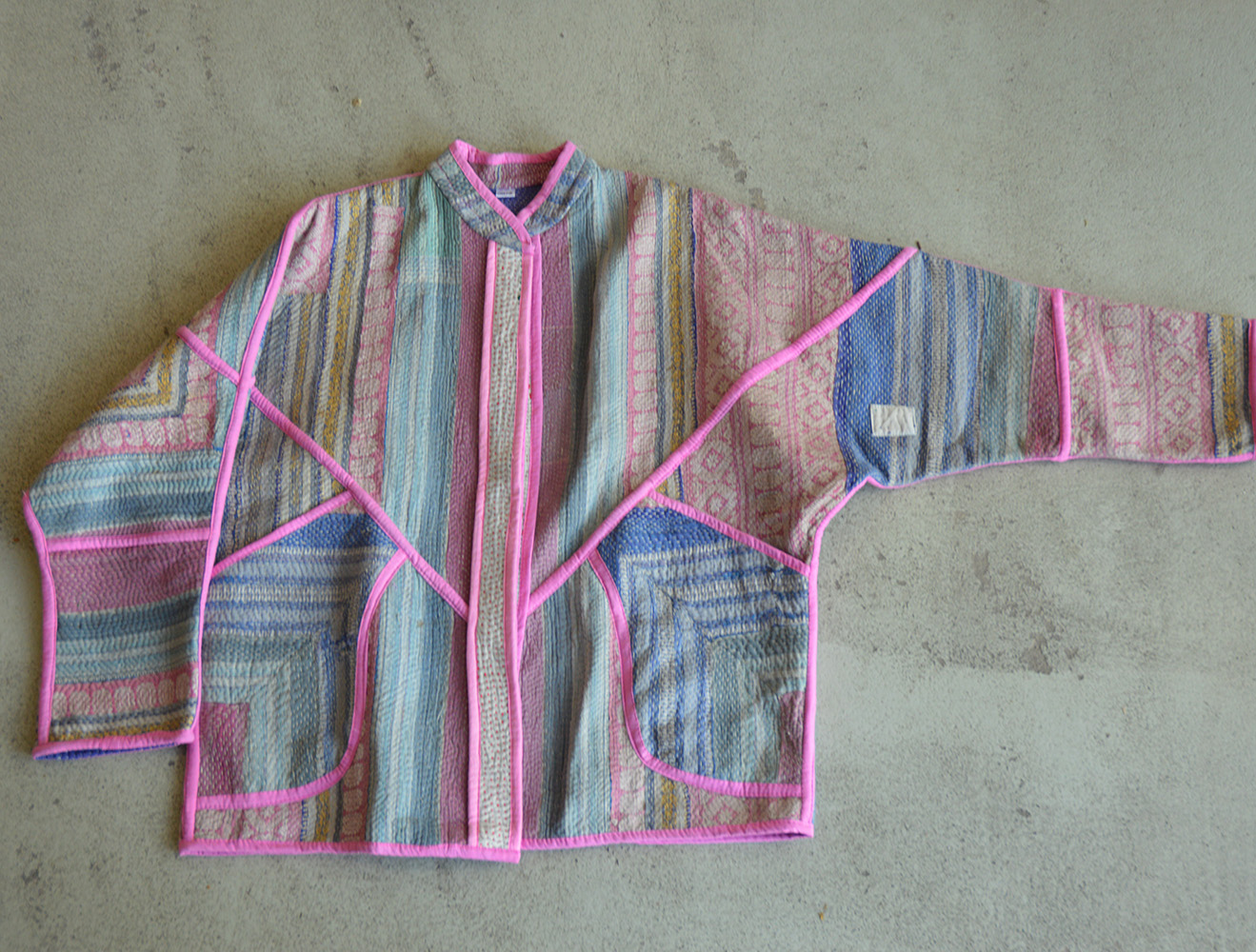 Vintage Kantha jasje lichtroze