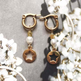 Oorbel Goud Parel Ster