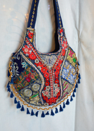 Boho Tas L - Blauw-rood