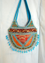 Boho Tas L - Blauw-oranje