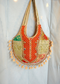 Boho Tas L - Beige roze oranje