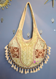 Boho Tas L - Beige-groen