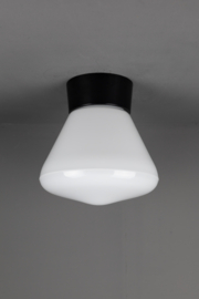Plafonnière Bakeliet Schoollamp opaal wit